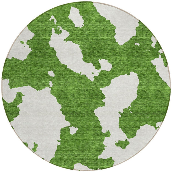 HomeRoots 5' Green and Ivory Abstract Indoor Outdoor Area Rug - Stylish, Washable, and Versatile for Any Space 8' Round 614529