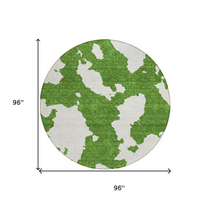 HomeRoots 5' Green and Ivory Abstract Indoor Outdoor Area Rug - Stylish, Washable, and Versatile for Any Space 8' Round 614529