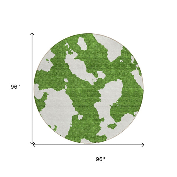 HomeRoots 5' Green and Ivory Abstract Indoor Outdoor Area Rug - Stylish, Washable, and Versatile for Any Space 8' Round 614529