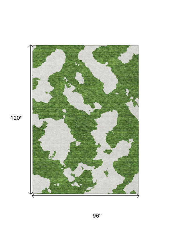HomeRoots 5' Green and Ivory Abstract Indoor Outdoor Area Rug - Stylish, Washable, and Versatile for Any Space 8' X 10' 614530