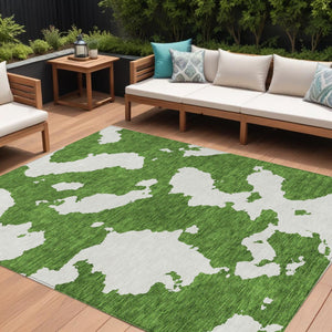 HomeRoots 5' Green and Ivory Abstract Indoor Outdoor Area Rug - Stylish, Washable, and Versatile for Any Space 8' X 10' 614530