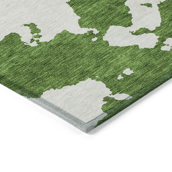 HomeRoots 5' Green and Ivory Abstract Indoor Outdoor Area Rug - Stylish, Washable, and Versatile for Any Space 9' X 12' 614531