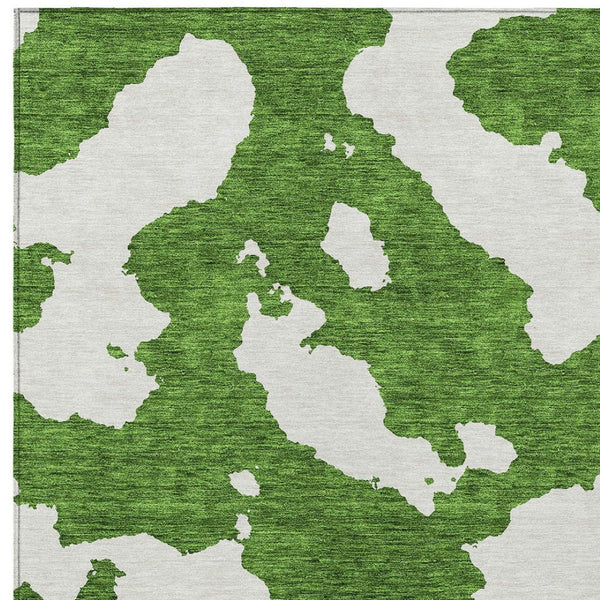 HomeRoots 5' Green and Ivory Abstract Indoor Outdoor Area Rug - Stylish, Washable, and Versatile for Any Space 9' X 12' 614531