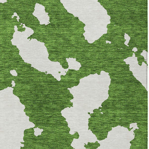 HomeRoots 5' Green and Ivory Abstract Indoor Outdoor Area Rug - Stylish, Washable, and Versatile for Any Space 10' X 14' 614532