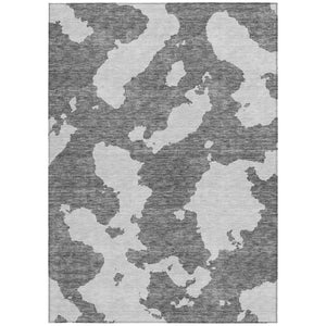 HomeRoots 5' Contemporary Gray and Ivory Abstract Area Rug - Washable, Durable, Stain-Resistant Design for Indoor Outdoor Use 5' X 8' 614540
