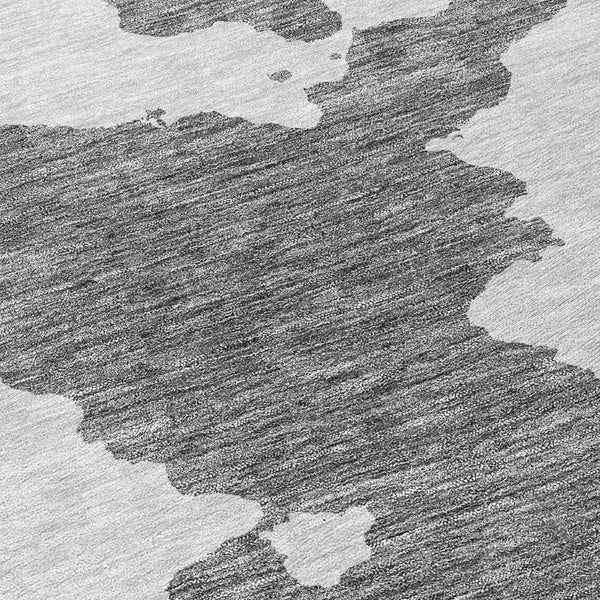 HomeRoots 5' Contemporary Gray and Ivory Abstract Area Rug - Washable, Durable, Stain-Resistant Design for Indoor Outdoor Use 8' Round 614541