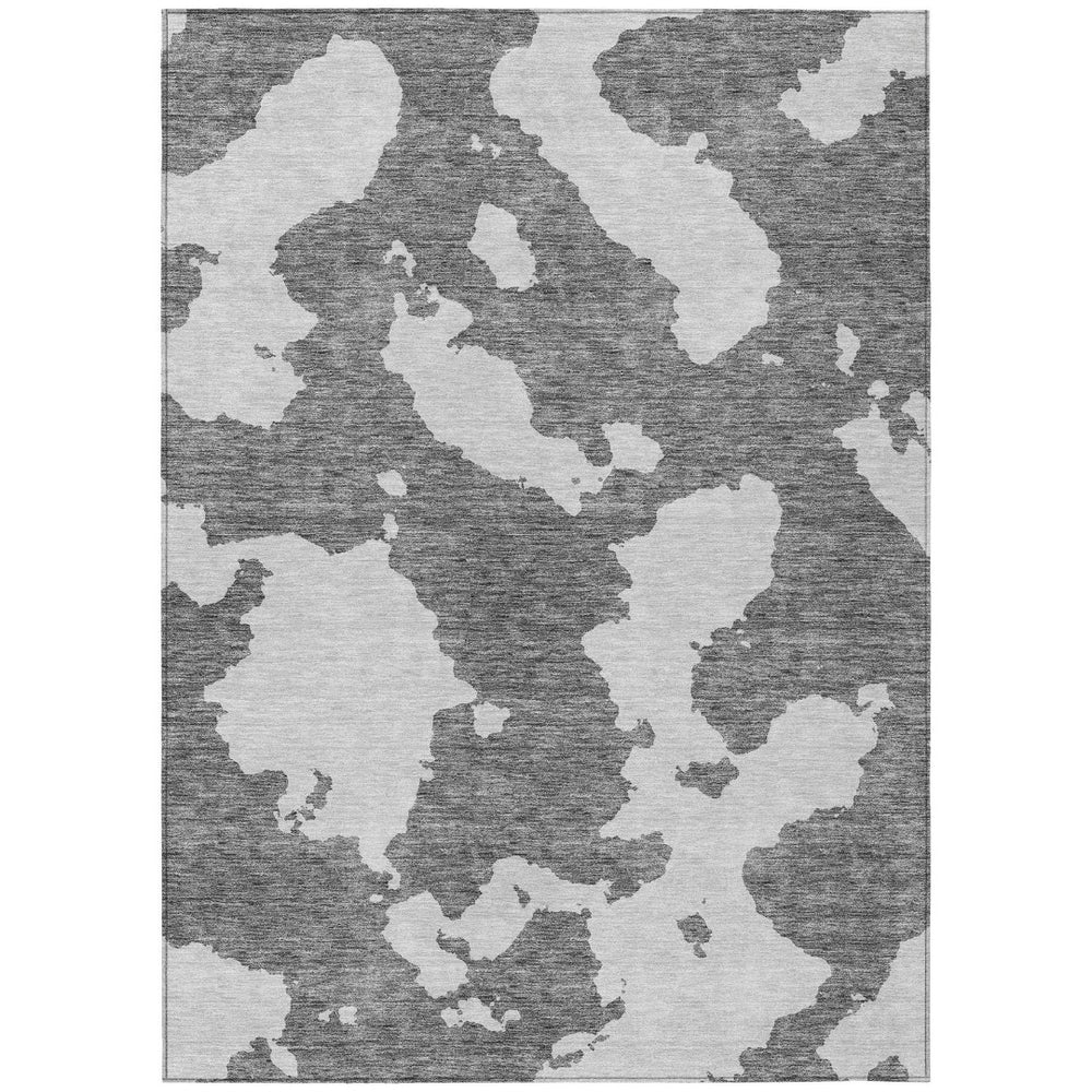 HomeRoots 5' Contemporary Gray and Ivory Abstract Area Rug - Washable, Durable, Stain-Resistant Design for Indoor Outdoor Use 8' X 10' 614542