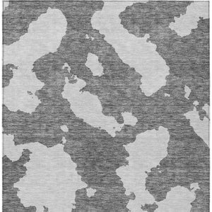 HomeRoots 5' Contemporary Gray and Ivory Abstract Area Rug - Washable, Durable, Stain-Resistant Design for Indoor Outdoor Use 8' X 10' 614542