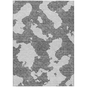HomeRoots 5' Contemporary Gray and Ivory Abstract Area Rug - Washable, Durable, Stain-Resistant Design for Indoor Outdoor Use 9' X 12' 614543