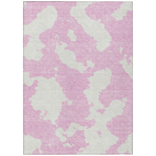 HomeRoots 5' Pink and Ivory Abstract Area Rug - Washable, Durable, Perfect for Indoor and Outdoor Spaces 5' X 8' 614558