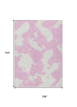 HomeRoots 5' Pink and Ivory Abstract Area Rug - Washable, Durable, Perfect for Indoor and Outdoor Spaces 9' X 12' 614561