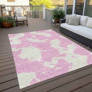 HomeRoots 5' Pink and Ivory Abstract Area Rug - Washable, Durable, Perfect for Indoor and Outdoor Spaces 9' X 12' 614561