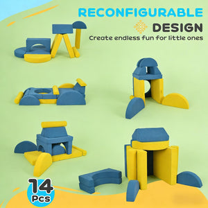 English Elm Indoor Foam Climbing Play Set 14 Piece Corduroy Toddler Building Blocks for Playroom T3971P440028