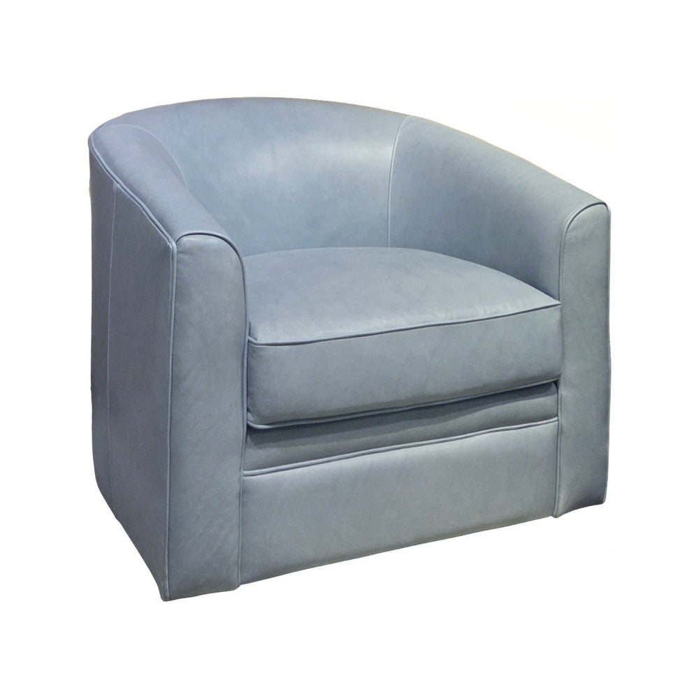 Olivia + Quinn Elizabeth Swivel Chair - Modern Barrel Design In Dorset Topaz For Ultimate Comfort & Style Dorset Topaz Leather,Foam,Wood 6145_Rhe5001