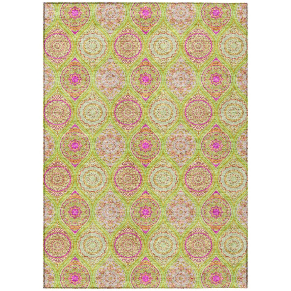 HomeRoots 5' Vibrant Floral Medallion Area Rug – Washable Indoor/Outdoor Design for Style and Durability 5' X 8' 614600