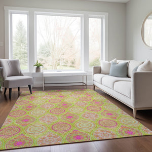 HomeRoots 5' Vibrant Floral Medallion Area Rug – Washable Indoor/Outdoor Design for Style and Durability 5' X 8' 614600