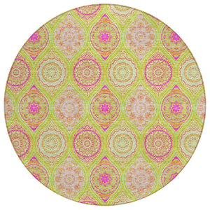 HomeRoots 5' Vibrant Floral Medallion Area Rug – Washable Indoor/Outdoor Design for Style and Durability 8' Round 614601