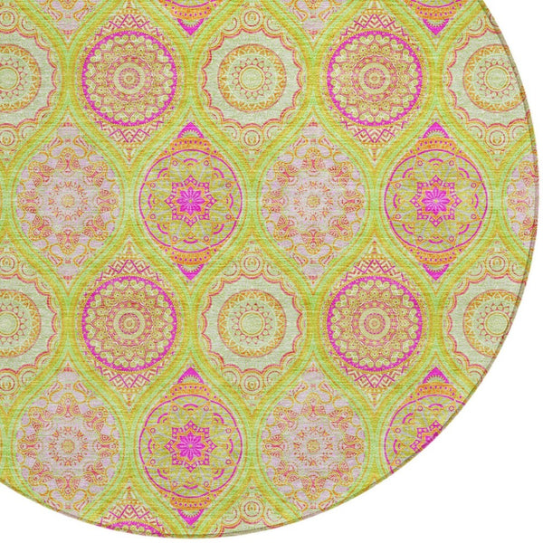 HomeRoots 5' Vibrant Floral Medallion Area Rug – Washable Indoor/Outdoor Design for Style and Durability 8' Round 614601