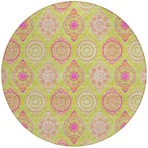 HomeRoots 5' Vibrant Floral Medallion Area Rug – Washable Indoor/Outdoor Design for Style and Durability 8' Round 614601