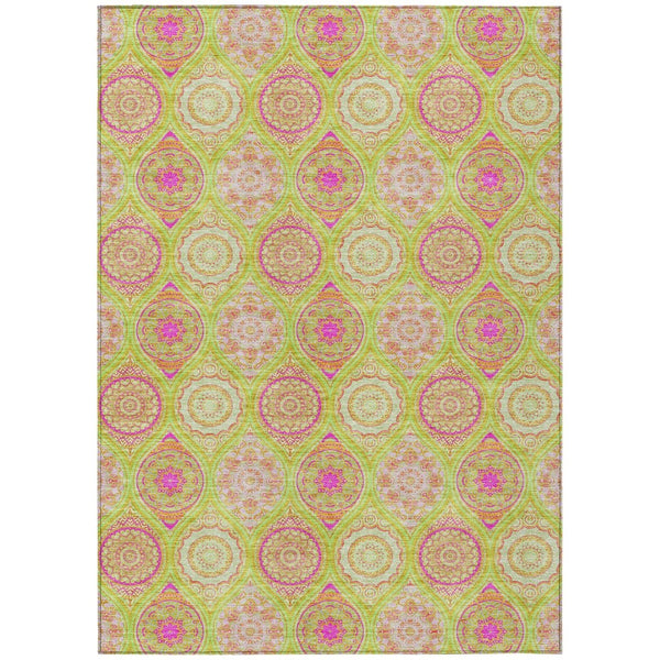 HomeRoots 5' Vibrant Floral Medallion Area Rug – Washable Indoor/Outdoor Design for Style and Durability 8' X 10' 614602