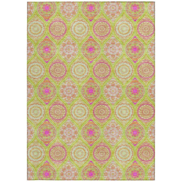 HomeRoots 5' Vibrant Floral Medallion Area Rug – Washable Indoor/Outdoor Design for Style and Durability 9' X 12' 614603