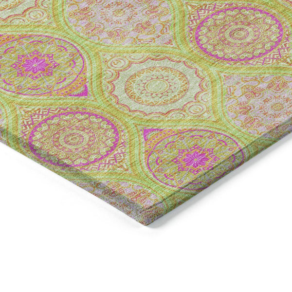 HomeRoots 5' Vibrant Floral Medallion Area Rug – Washable Indoor/Outdoor Design for Style and Durability 9' X 12' 614603