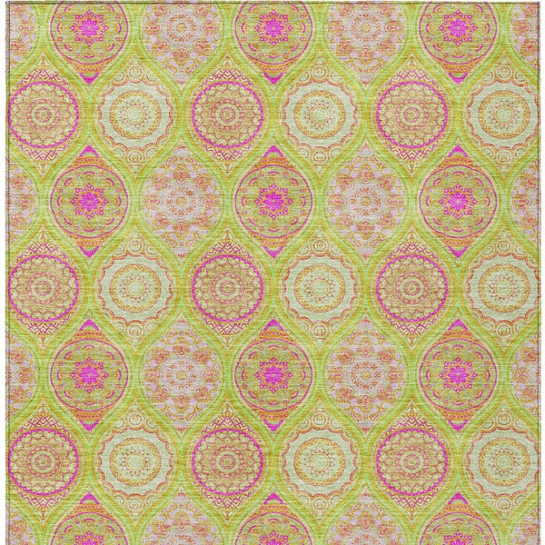 HomeRoots 5' Vibrant Floral Medallion Area Rug – Washable Indoor/Outdoor Design for Style and Durability 9' X 12' 614603