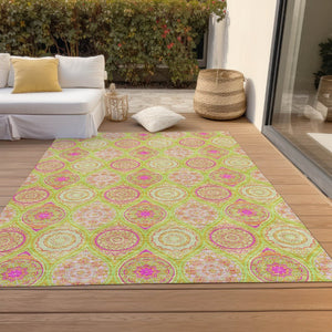 HomeRoots 5' Vibrant Floral Medallion Area Rug – Washable Indoor/Outdoor Design for Style and Durability 10' X 14' 614604