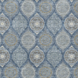 HomeRoots 5' Timeless Floral Medallion Indoor Outdoor Area Rug in Navy Blue, Ivory, and Taupe for Any Space 5' X 8' 614606