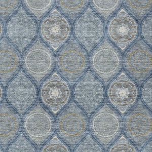 HomeRoots 5' Timeless Floral Medallion Indoor Outdoor Area Rug in Navy Blue, Ivory, and Taupe for Any Space 9' X 12' 614609