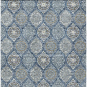 HomeRoots 5' Timeless Floral Medallion Indoor Outdoor Area Rug in Navy Blue, Ivory, and Taupe for Any Space 10' X 14' 614610