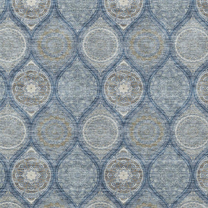 HomeRoots 5' Timeless Floral Medallion Indoor Outdoor Area Rug in Navy Blue, Ivory, and Taupe for Any Space 10' X 14' 614610