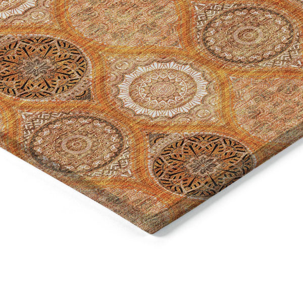 HomeRoots 5' Vibrant Floral Medallion Area Rug for Indoor and Outdoor Spaces - Durable, Washable, Stylish Design 5' X 8' 614618