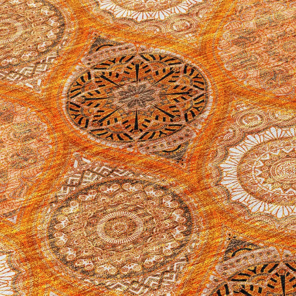 HomeRoots 5' Vibrant Floral Medallion Area Rug for Indoor and Outdoor Spaces - Durable, Washable, Stylish Design 5' X 8' 614618