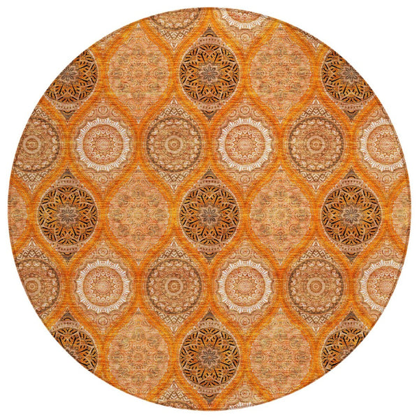 HomeRoots 5' Vibrant Floral Medallion Area Rug for Indoor and Outdoor Spaces - Durable, Washable, Stylish Design 8' Round 614619