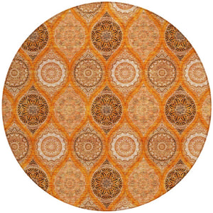 HomeRoots 5' Vibrant Floral Medallion Area Rug for Indoor and Outdoor Spaces - Durable, Washable, Stylish Design 8' Round 614619