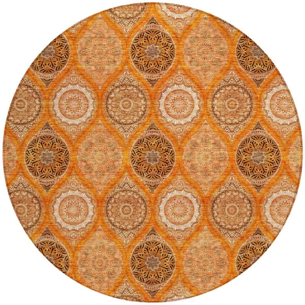 HomeRoots 5' Vibrant Floral Medallion Area Rug for Indoor and Outdoor Spaces - Durable, Washable, Stylish Design 8' Round 614619