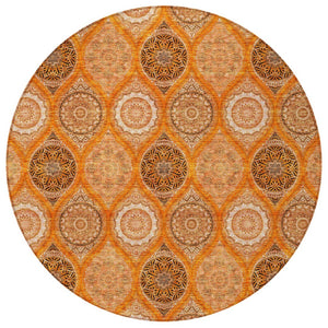 HomeRoots 5' Vibrant Floral Medallion Area Rug for Indoor and Outdoor Spaces - Durable, Washable, Stylish Design 8' Round 614619