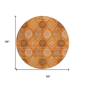 HomeRoots 5' Vibrant Floral Medallion Area Rug for Indoor and Outdoor Spaces - Durable, Washable, Stylish Design 8' Round 614619