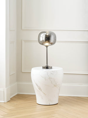 Wildwood Sterling Smokey Glass Rechargeable Buffet Lamp — Cordless Ambient Light, Black Nickel Base, Portable 61462