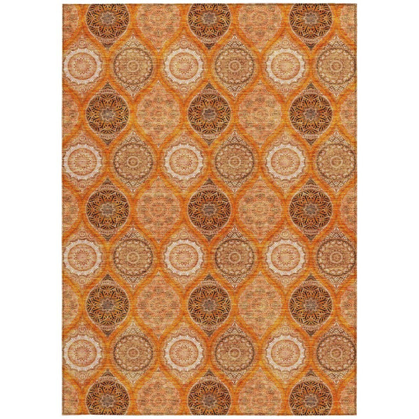 HomeRoots 5' Vibrant Floral Medallion Area Rug for Indoor and Outdoor Spaces - Durable, Washable, Stylish Design 8' X 10' 614620