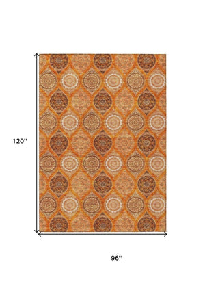 HomeRoots 5' Vibrant Floral Medallion Area Rug for Indoor and Outdoor Spaces - Durable, Washable, Stylish Design 8' X 10' 614620