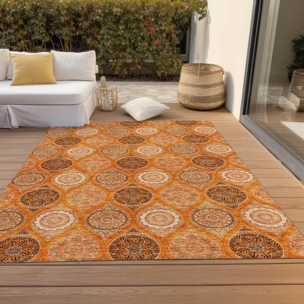 HomeRoots 5' Vibrant Floral Medallion Area Rug for Indoor and Outdoor Spaces - Durable, Washable, Stylish Design 8' X 10' 614620