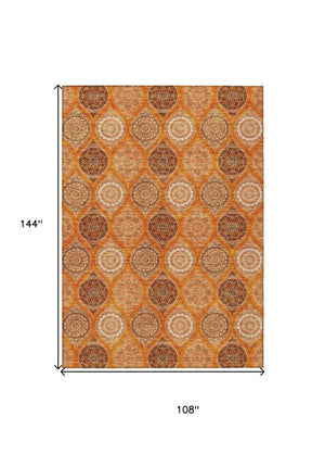 HomeRoots 5' Vibrant Floral Medallion Area Rug for Indoor and Outdoor Spaces - Durable, Washable, Stylish Design 9' X 12' 614621
