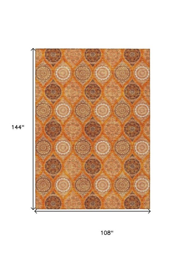 HomeRoots 5' Vibrant Floral Medallion Area Rug for Indoor and Outdoor Spaces - Durable, Washable, Stylish Design 9' X 12' 614621