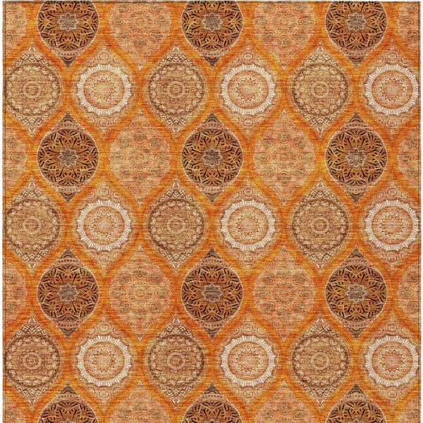 HomeRoots 5' Vibrant Floral Medallion Area Rug for Indoor and Outdoor Spaces - Durable, Washable, Stylish Design 10' X 14' 614622