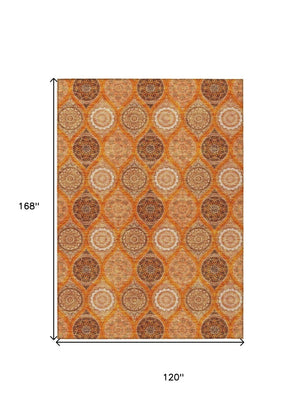 HomeRoots 5' Vibrant Floral Medallion Area Rug for Indoor and Outdoor Spaces - Durable, Washable, Stylish Design 10' X 14' 614622