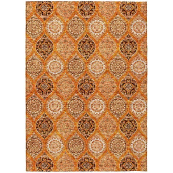 HomeRoots 5' Vibrant Floral Medallion Area Rug for Indoor and Outdoor Spaces - Durable, Washable, Stylish Design 10' X 14' 614622