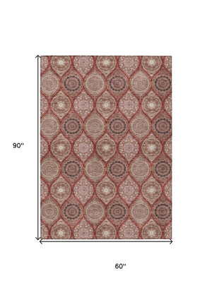 HomeRoots 5' Vibrant Floral Medallion Area Rug – Stylish, Washable, Durable for Indoor & Outdoor Spaces 5' X 8' 614624