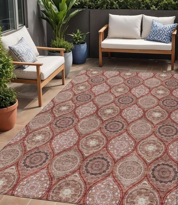 HomeRoots 5' Vibrant Floral Medallion Area Rug – Stylish, Washable, Durable for Indoor & Outdoor Spaces 5' X 8' 614624